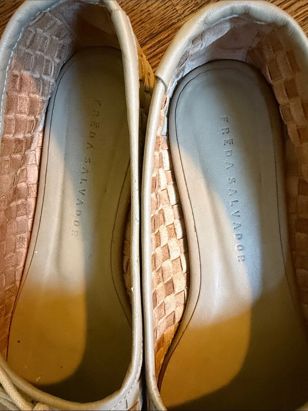 Freda Salvador Woven Cream Bow Loafer Flats